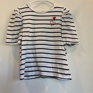 Francesca’s SUPER cute striped top with hearts detail. Sz S/ perfect condition!